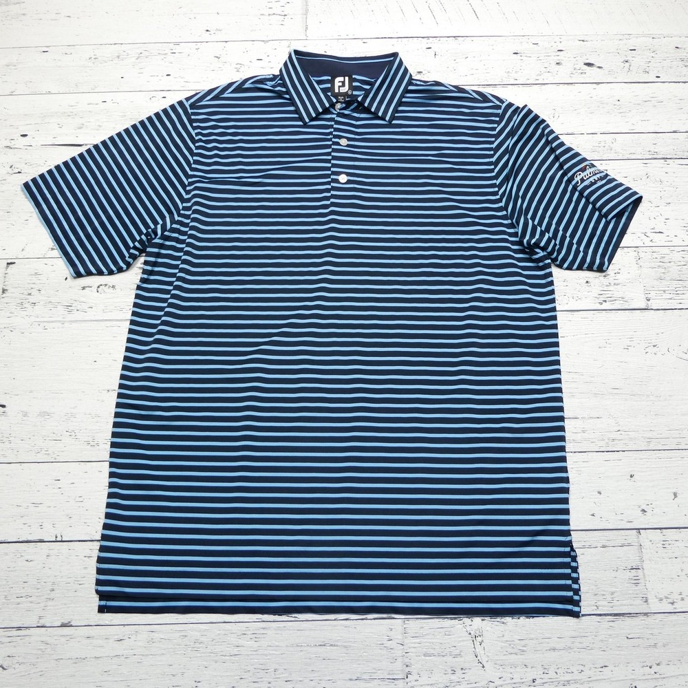 FootJoy Polo Shirt Mens XL Blue Striped Golf Palmer Cup Performance Stretch
